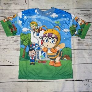 Arale Dr. slump Blue and Green Short Sleeve Cartoon Tee